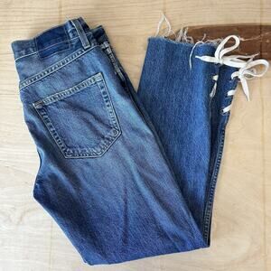 AMO Babe in Love Note Lace Up Denim Blue Jeans High Rise Women’s 28x26